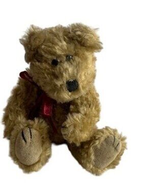 Boyds William Plush Bear 8 Inches Tan Jointed Teddy Vintage Style Bow Adorable G